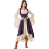 Women Renaissance Costume Underbust Pirate Peasant High Low Dress with Pockets