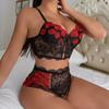Sexy Lingerie Set Lace Floral Embroidery Underwear Women Sensual Transparent Bra 2-Piece Exotic Set Brassiere Outfits