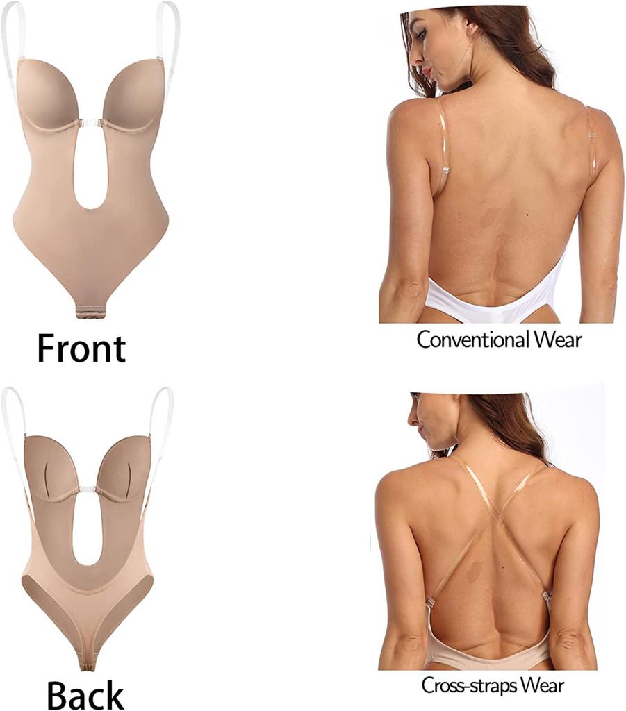 Сексуальный бюстгальтер с открытой спиной, утягивающее белье, женские стринги с глубоким V-образным вырезом, утягивающее белье с эффектом пуш-ап, цельное боди