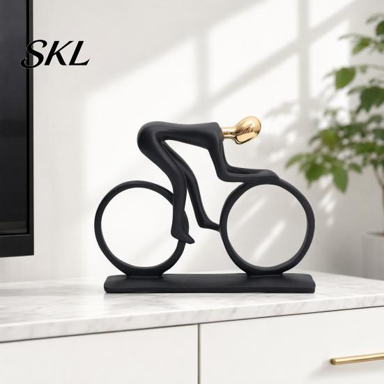 Decorative Sports Collectible Modern Figurine, Gold & Black Abstract Athlete Sculptures with Weighted Non-Slip Base, Minimalist Decor Desk for Living