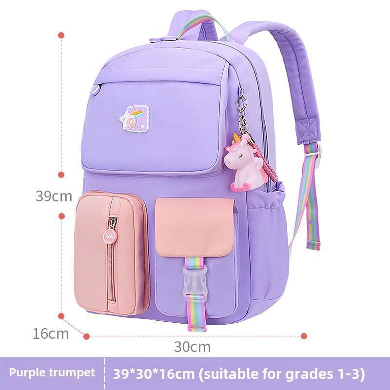 Princess-Inspired Lightweight Schoolbag for Elementary Girls, Grades 1-6, with Back Protection and Load Reduction