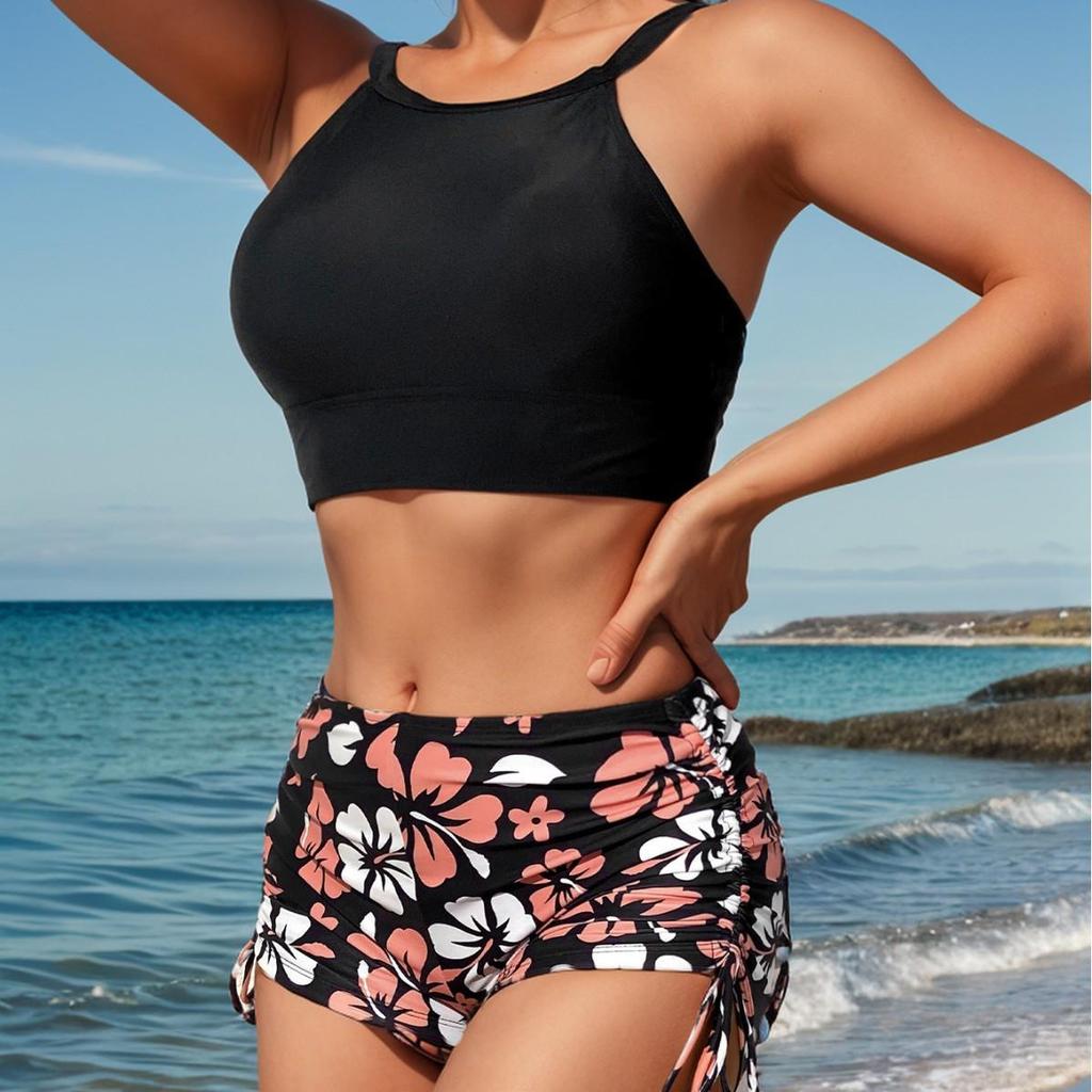 2024 European-American Print Tankini Bikini with Shorts