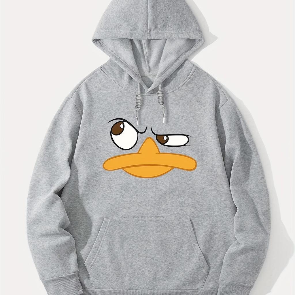 2025 Men's and Women's Fall/Winter Hooded Sweatshirt with Printed Cartoon Duck Pattern Design for Fitness and Leisure
