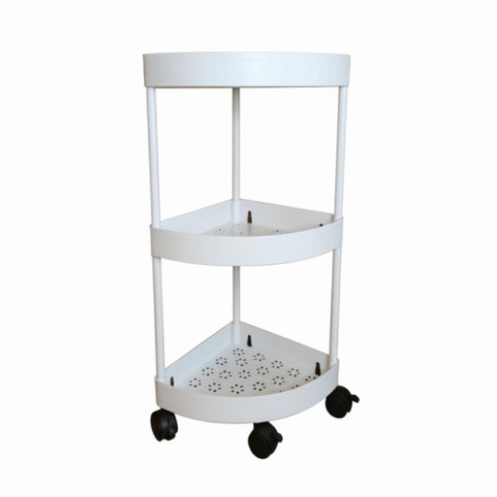 Multi-Tier Corner Storage Rack Large Capacity with Wheels Mobile Storage Rack Detachable Tiers Triangle Bathroom Storage Rack