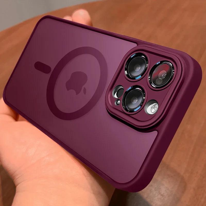 Роскошный магнитный матовый полупрозрачный противоударный чехол для iPhone 14 13 12 11 15 Pro Max Plus для Magsafe, чехол для беспроводной зарядки