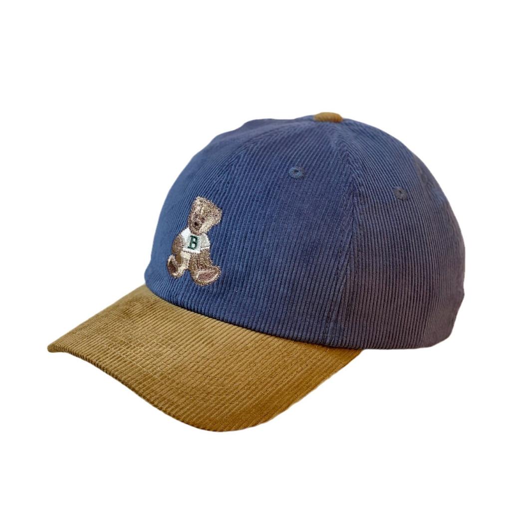 Korean-style new corduroy baseball cap for women, summer sun protection Cute teddy bear embroidered baseball cap that makes the face look smaller,