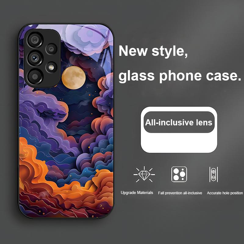 Чехол из закаленного стекла для Samsung Galaxy S24 Plus S20 21 FE S23 Ultra S8 9 A70 72 73 50 51 52 53 с рисунком 'Солнце Луна Первая Фотография'