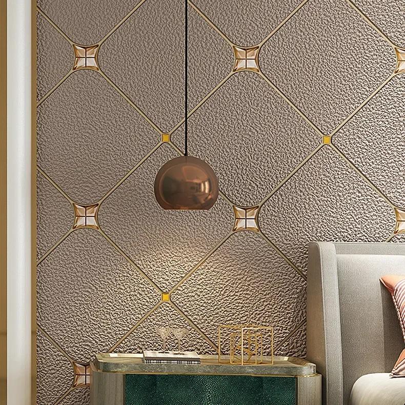 Обои из оленьего бархата с инкрустацией бриллиантами, утолщенные, современные, простые, нетканые, ромбовидные обои для гостиной
