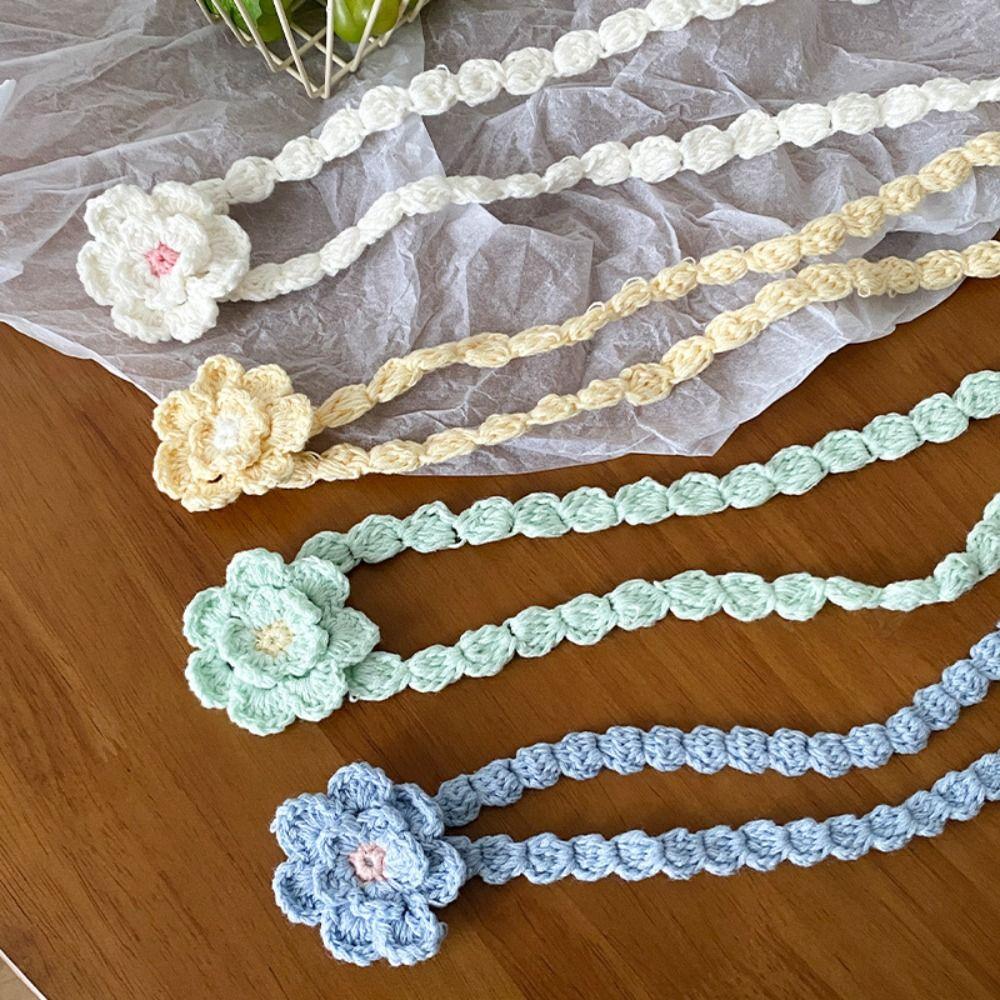 Thin Rose Flower Shawl Wool Long Narrow Scarves Soft Flower Knitted Scarf  Ladies