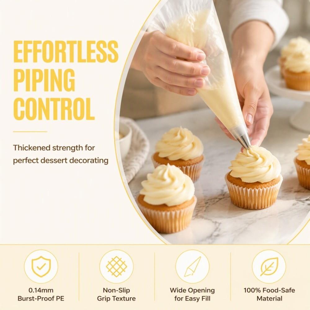 100pcs Thick Anti-Burst Disposable Pastry Bags Tipless Cream Pastry Bag Icing Bags Home Kitchen