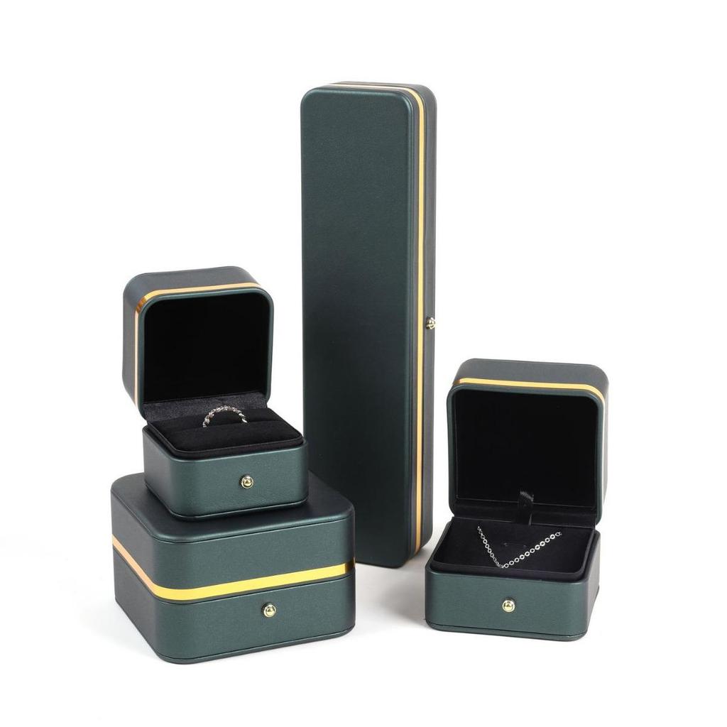 Роскошная шкатулка из искусственной кожи с золотой окантовкой для колец, подвесок, браслетов