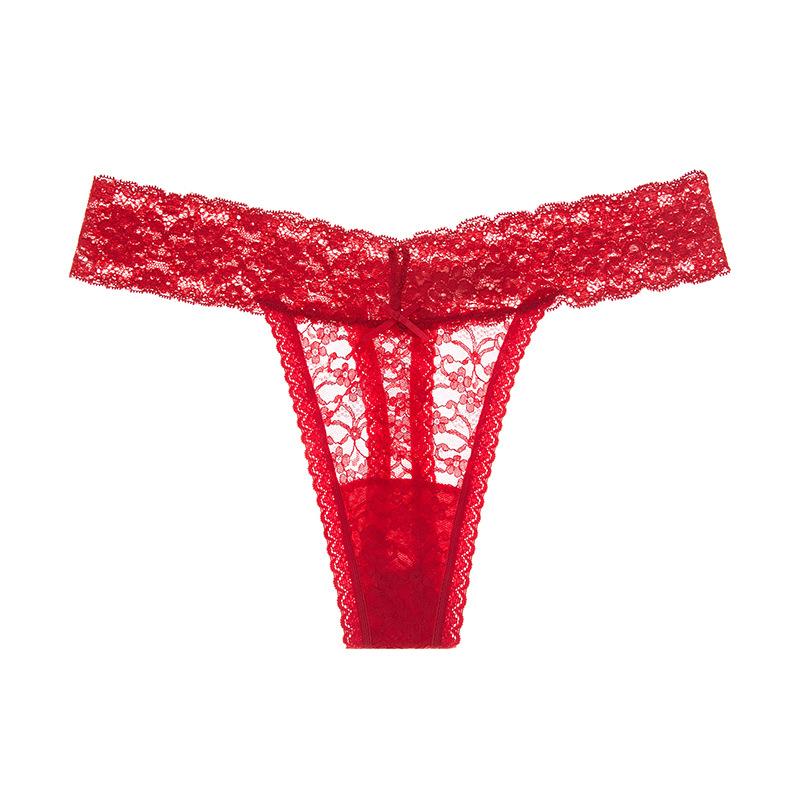 Sexy Thong Briefs Lace Underpant Women's Underwear Plus Size Transparent Panties Hollow Out Lingerie Women's T-panties