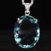 925 Sterling Silver Oval Pendant Aquamarine 137 Ct   Lab Created