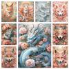 5D Diy Diamond Colored Cartoon Animal Fox Dragon Flower Full Square/Round Diamond Embroidery Mosaic Set Decoration