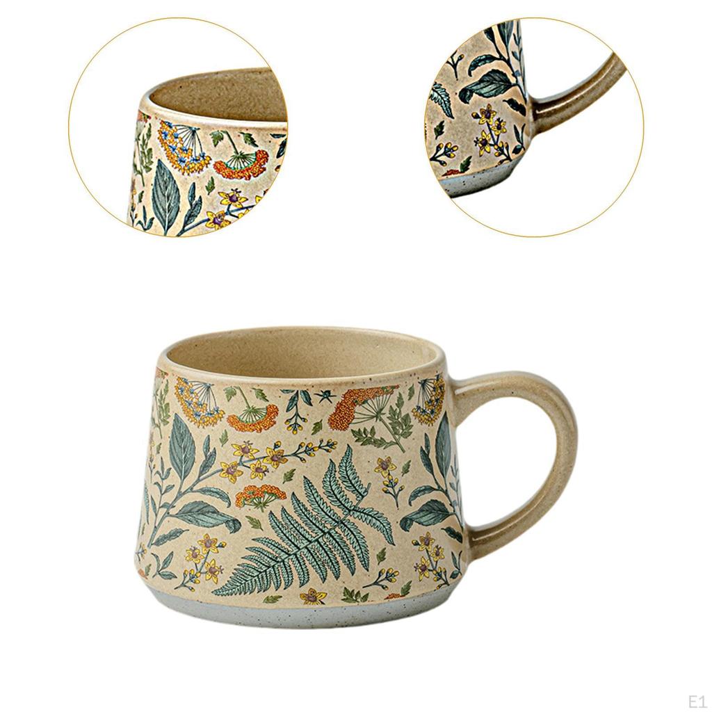 Керамическая кружка для кофе, чашка для напитков для дома или работы, декоративная, цветочный дизайн с ручкой