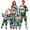 Домашняя одежда для родителей и детей с капюшоном и застежкой-молнией с принтом «Рождество»