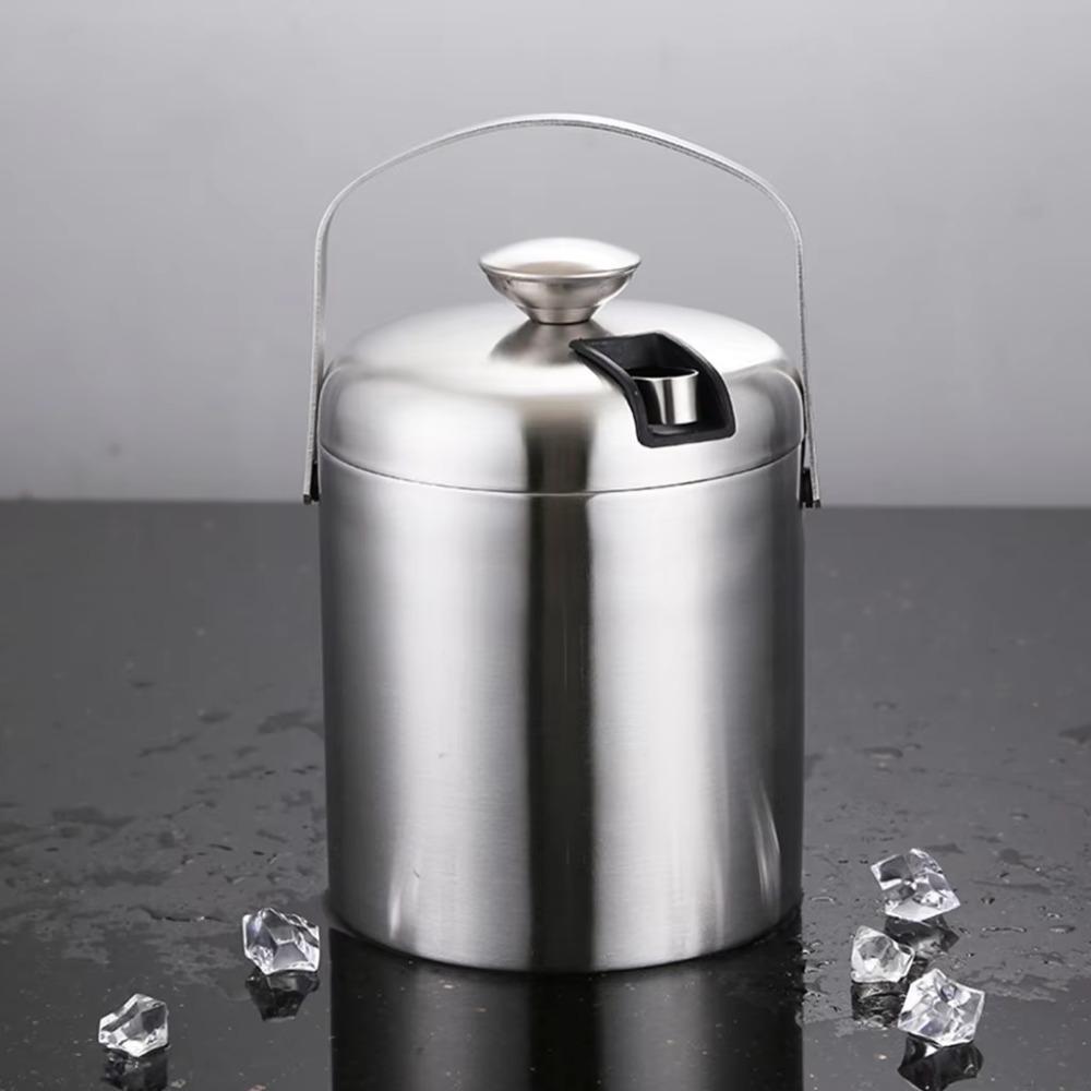 304 Stainless Steel Bar Insulated Ice Bucket 3.0/1.3 L Bar Drink Cooler  Pub