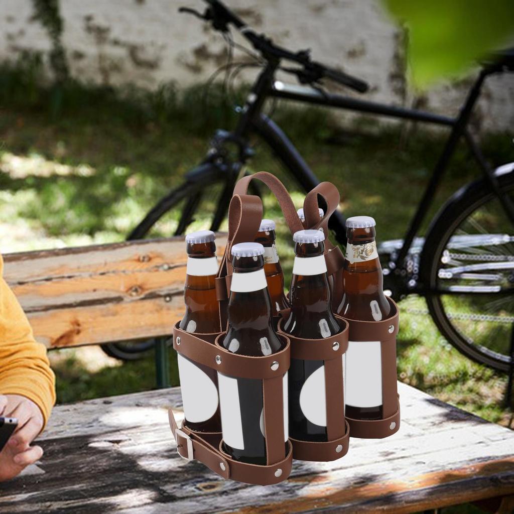 Beer Bottle Holder for Bicycle, Leather Holder, Drink Travel And Hiking