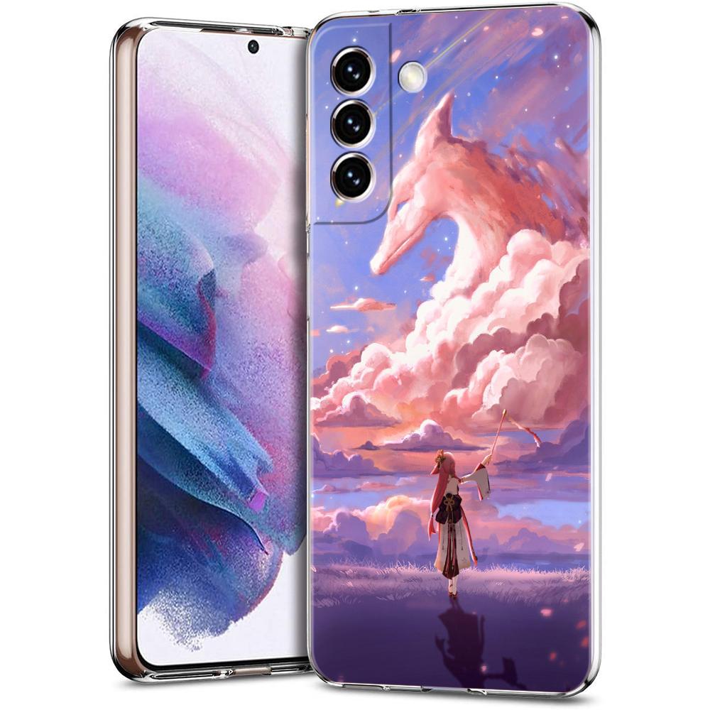 Чехол для телефона Genshin Impact Game Landscape для Samsung Galaxy S24 Plus S23 S22 S21 S20 FE Ultra 5G S10 S10E S9, мягкий прозрачный чехол