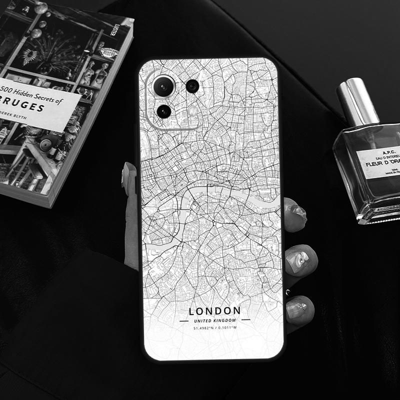London Country Sketch City Map Case For Xiaomi 15 14 13 Ultra 11T 12T 13T 14T Pro POCO X7 Pro X3 X5 X6 F5 F6 M6 Pro Cover