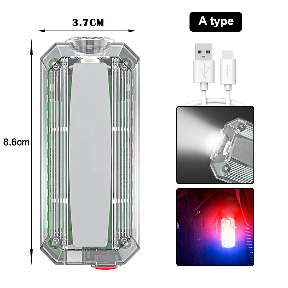 Красный и синий светодиодный стробоскопический сигнальный фонарь, полицейский зажим для плеча, фонарик, уличный ходовой фонарь, USB перезаряжаемый защитный шлем, рабочая лампа