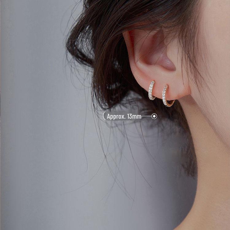 Women's Sweet Diamond Circle Earrings, Trendy S925 Silver Needle, High-Grade and Light Luxury Ear Buckles for a Tempting Look