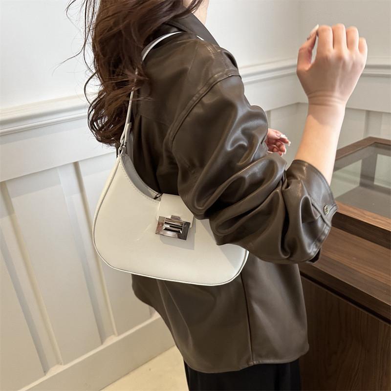 Шикарная винтажная весенняя женская сумка из искусственной кожи под мышкой в черном, белом, розовом и коричневом цветах