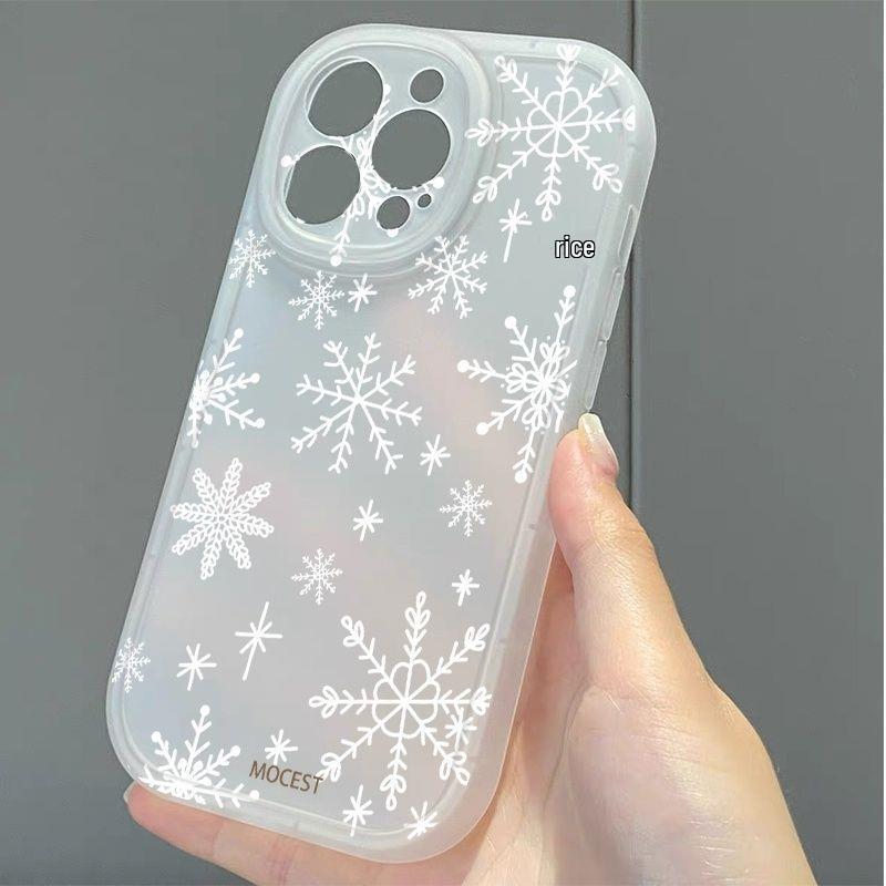 Силиконовый чехол на весь экран «Снежинка» для Apple iPhone 12-15 и XS/XR Pro Max