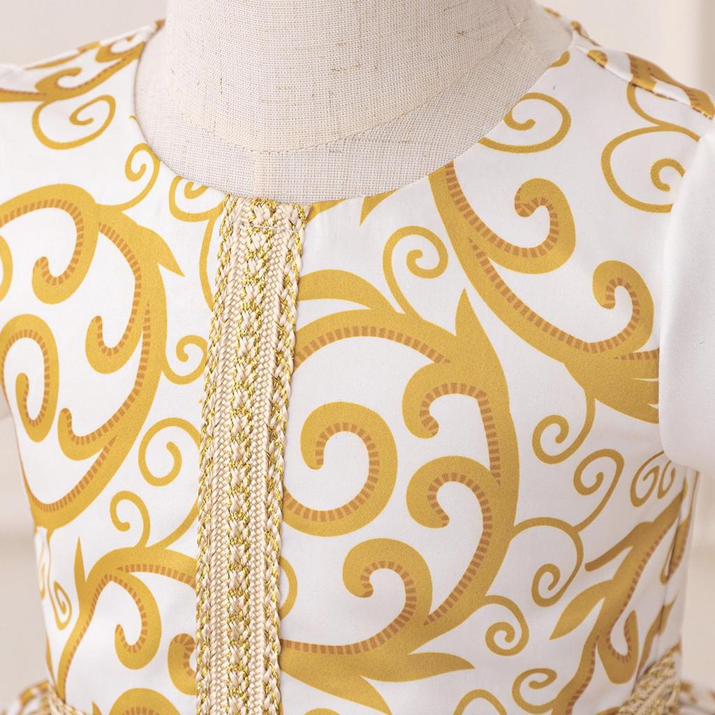 Вечернее платье принцессы-мусульманки с Ближнего Востока для малышей - Дизайн в стиле пэчворк белого цвета