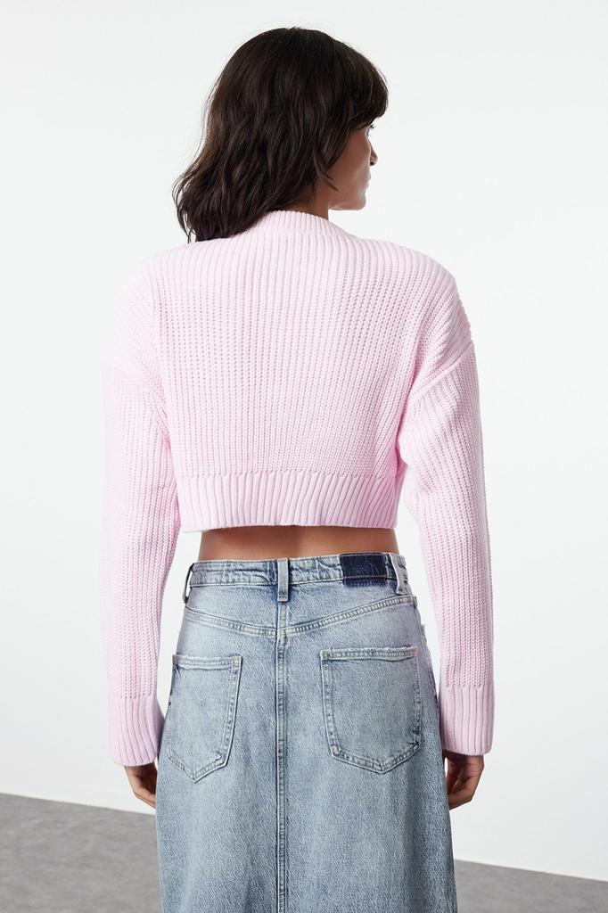 Women's Elegance Style Cardigan Black Crop Wadding Detailed Knitwear Cardigan