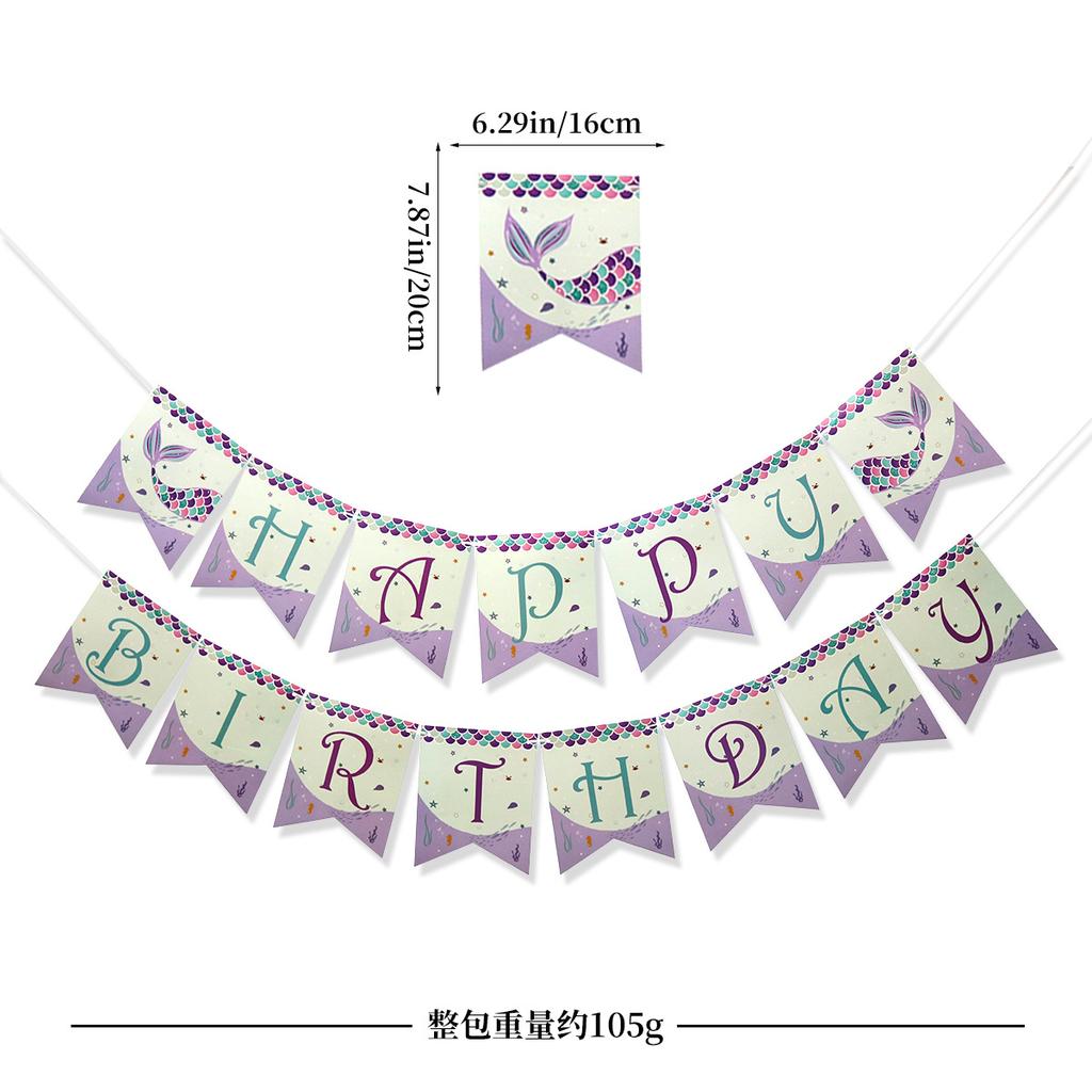 Happy Birthday Flag Summer Theme Party Arrangement Banner Latte Customization