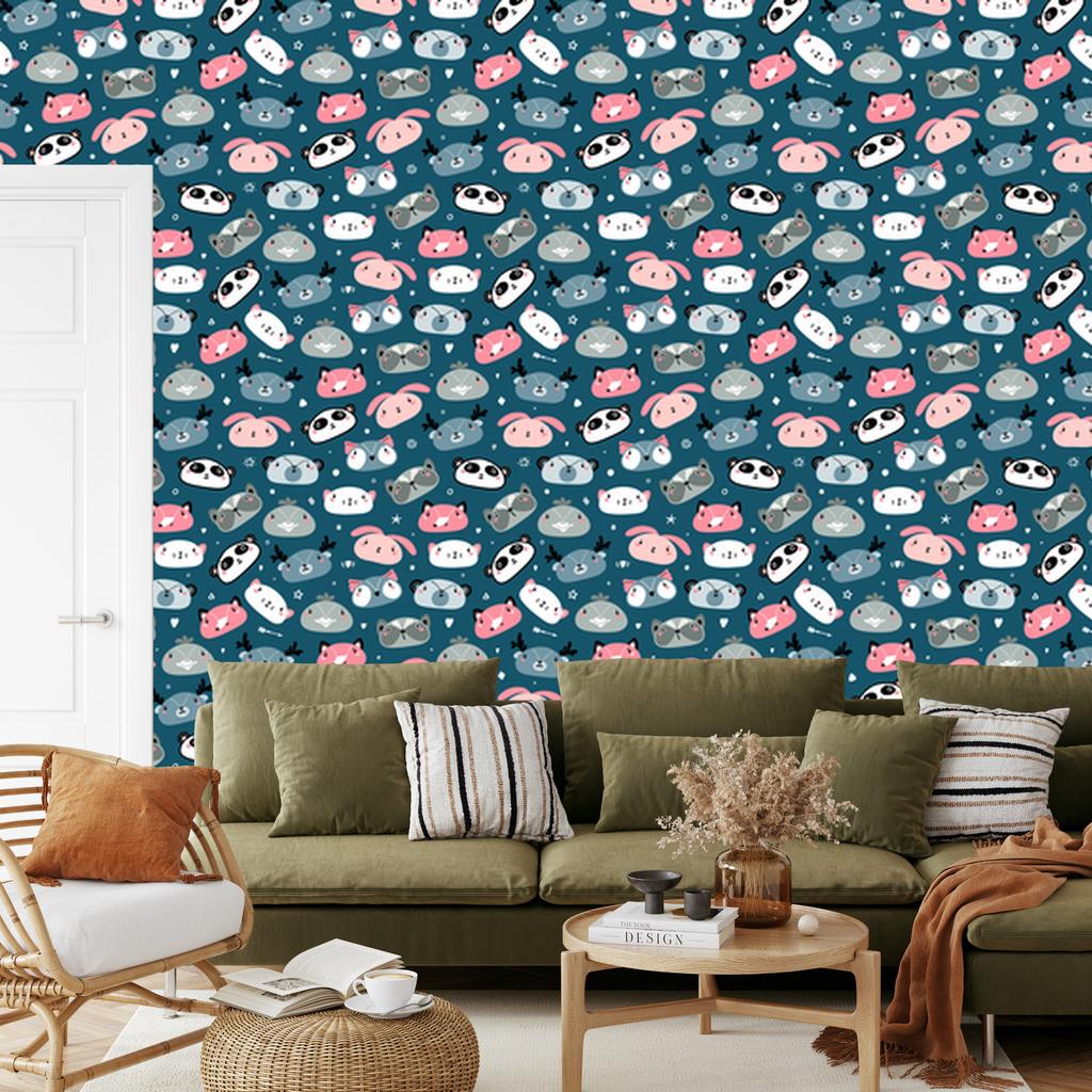 Pastel Forest Animals Wallpaper for Living Room and Bedroom 50x1000