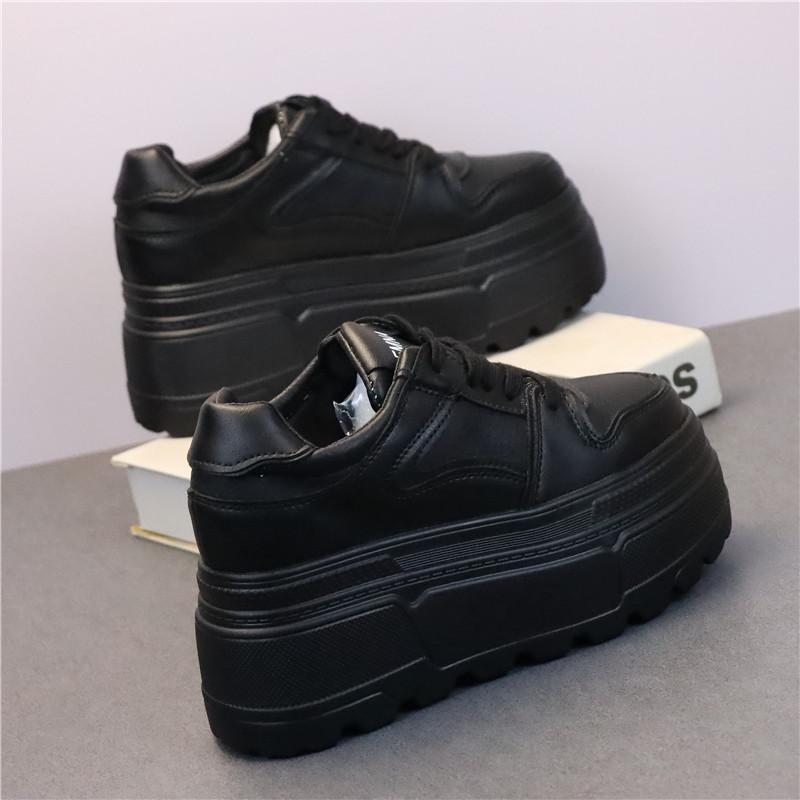 Модные кроссовки на платформе 8 см для женщин, белая обувь на каблуке, удобные, нескользящие, из натуральной кожи, женская повседневная обувь для ходьбы