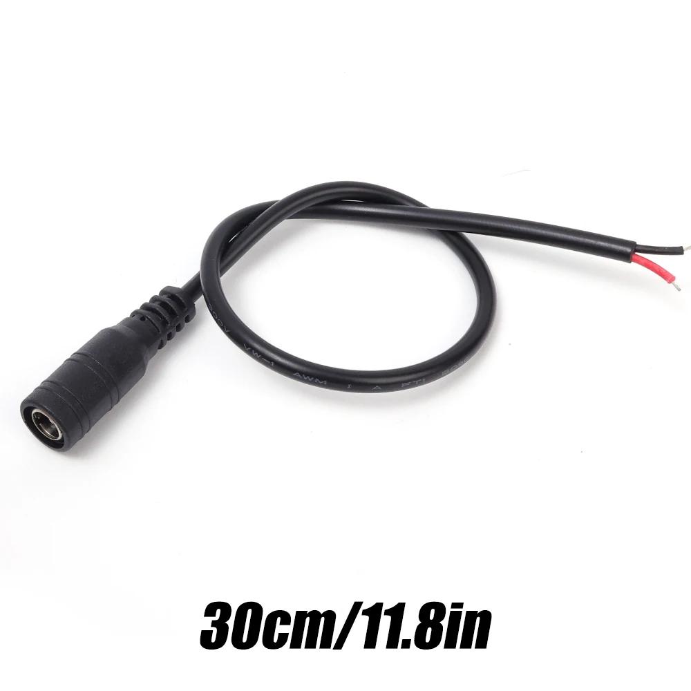 12 В соединитель постоянного тока с пигтейлом 2,1*5,5 мм, кабель с пигтейлом и штекером 30/15 см, штекерный и гнездовой, провод для светодиодной ленты CCD/CCTV-камеры
