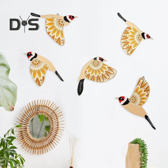 5 Pcs Wooden Bird Decor Rustic Flying Birds Wall Decoration Home Office Wall Art Bird Ornaments Gift for Bird Lovers
