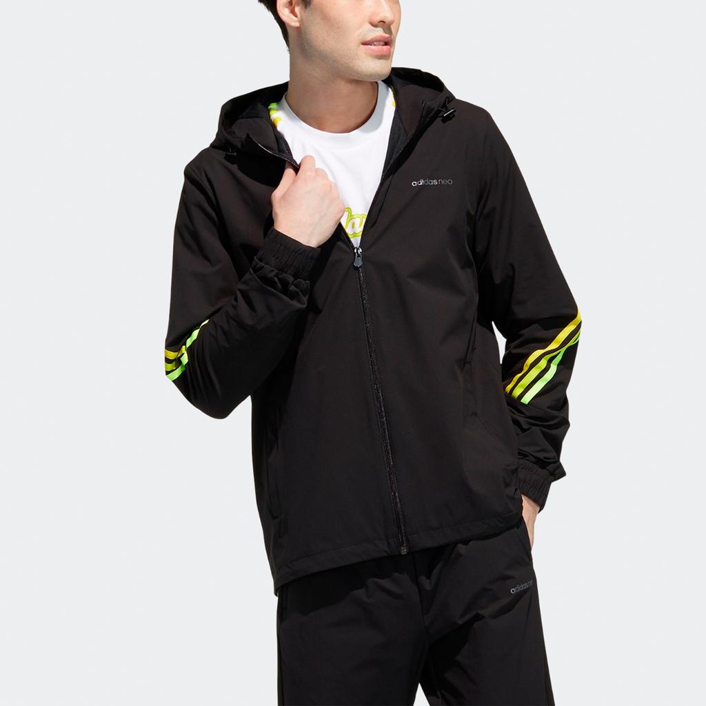adidas Мужская куртка с капюшоном Neo Favorite с 3 полосками и логотипом, черная GP5659