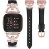 Кожаные ремешки Minyee, совместимые с Fitbit Versa 2/Fitbit Versa/Versa Lite, женские, элегантный тонкий кожаный ремешок с металлическими D-образными элементами и кристаллами