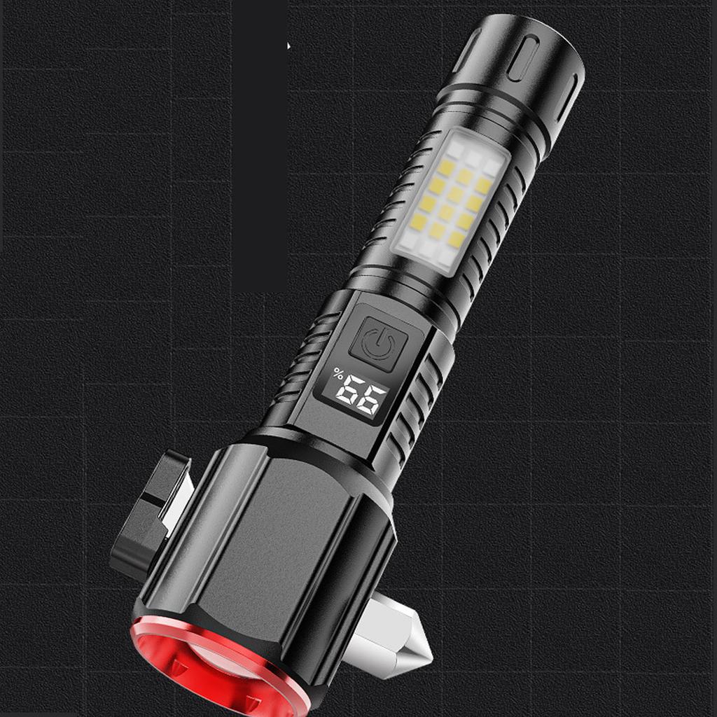 Многофункциональный аварийный молоток с фонариком, стеклобоем и резаком, USB-перезаряжаемый инструмент для безопасности автомобиля