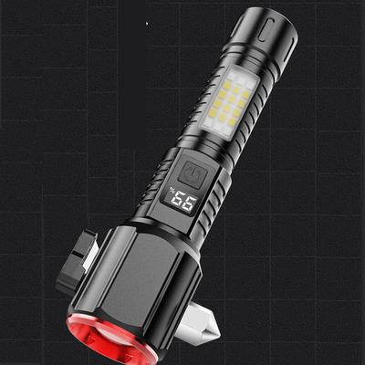 Многофункциональный аварийный молоток с фонариком, стеклобоем и резаком, USB-перезаряжаемый инструмент для безопасности автомобиля