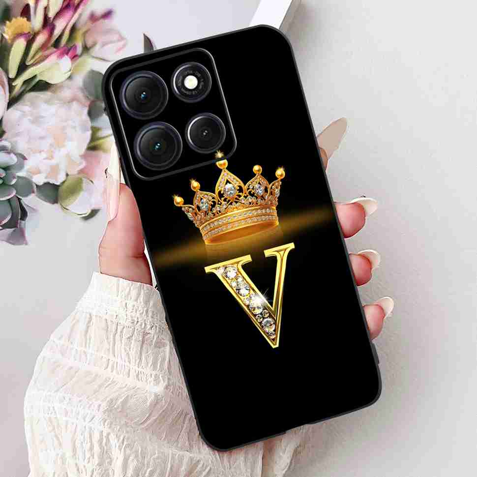 Горячий Чехол Для Motorola Moto G86 5G Буквы Короны A-Z Мягкий Силикон Черный ТПУ Чехол Для MOTO G86 XT2527-2 6.67" Защитный Чехол