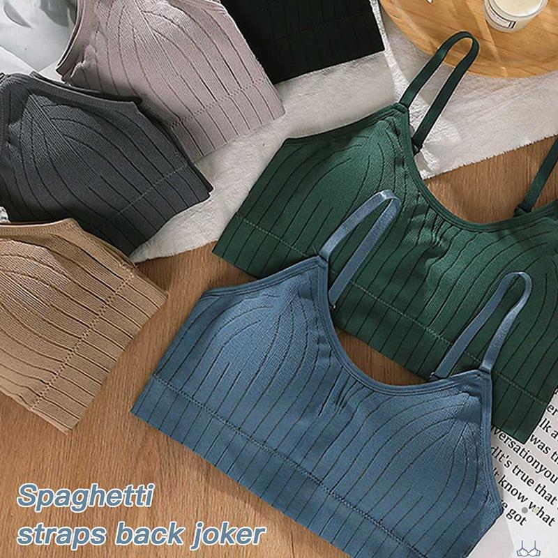 Женская мода, бесшовные топы на бретелях, женское нижнее белье с эффектом пуш-ап, укороченный топ с регулируемым ремешком для девочек, сплошной цвет, беспроводное нижнее белье