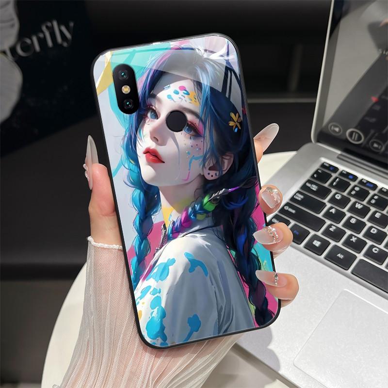 Чехол для телефона Xiaomi Mi A2 / Mi A2 Lite Модный фэнтезийный дизайн Закаленное стекло Бампер для MiA2 Lite Полная защита Задние крышки