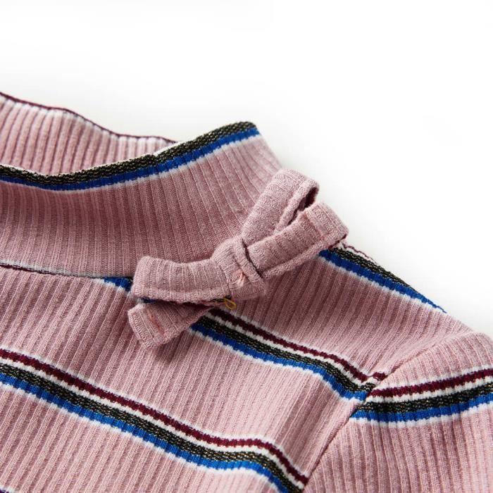 Children's Long-sleeved T-shirt with 2-color Stripes and 5 Sizes Available