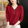 V-neck Sweater Women's Autumn and Winter Casual Long-sleeved Multi-color Base Knitted Sweater Loose Warm Pullover Long-sleeved Top