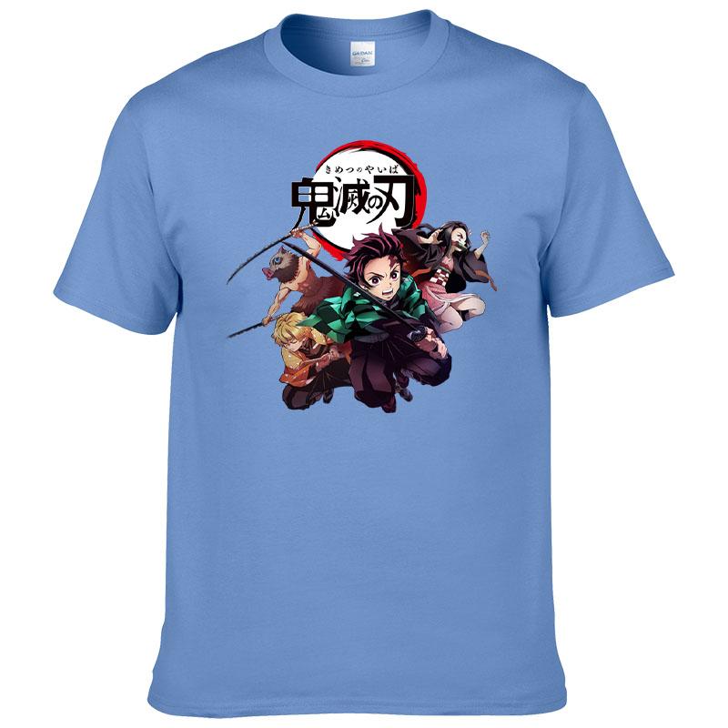 Печатная футболка Demon Slayer Kimetsu no Yaiba Мужская Харадзюку 100% Хлопок Футболка с коротким рукавом Летняя одежда Мужские Топы F171