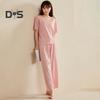 Женский комплект пижамы Ice Silk с короткими рукавами и широкими штанами, комплект летней ультратонкой двухкомпонентной пижамы для дома и сна