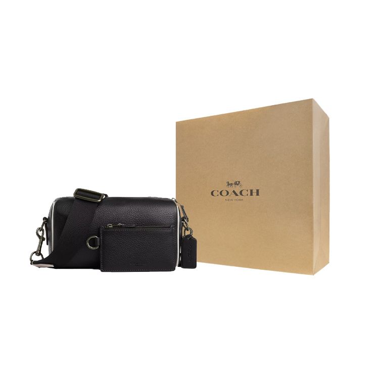 Coach Axel Removable Shoulder Strap Pebble Leather Crossbody Bag Small Women crossbody bag Black CP172-QBL77