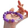 12Mm Natural Amethyst White Crystal Design Bracelet Bracelet