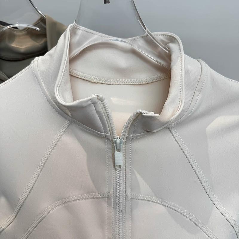 Thin velvet running training gym clothes jacket spring stand-up collar yoga clothes women's pulling hair tight and thin sports top