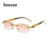 New Lady Small Rimless Square Diamonds Sunglasses Women Brand Fashion Rhinestone Gradient Rectangle Sun Glasses Female Uv400